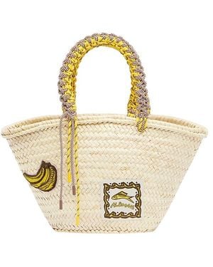 ALÉMAIS Midi Macrame Basket Bag - Metallic
