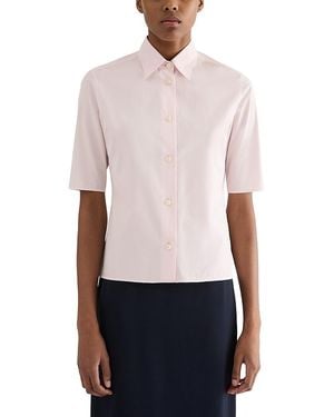 Jil Sander Short Sleeve Cotton Poplin Shirt - White