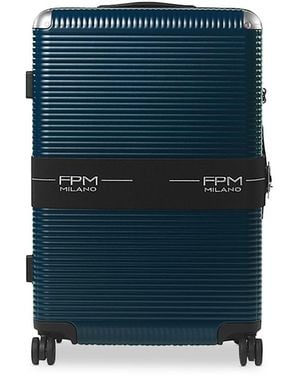 Fpm Milano Bank Zip Deluxe Extra Large Checked Suitcase - Blue