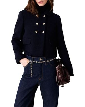 Maje Viponette Tweed Jacket - Blue