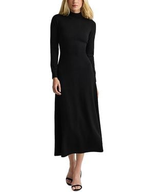 St. John Wool Turtleneck Midi Dress - Black