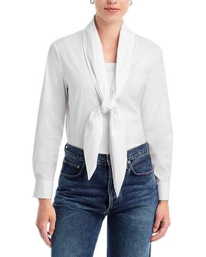 Misook Tie Neck Top - White