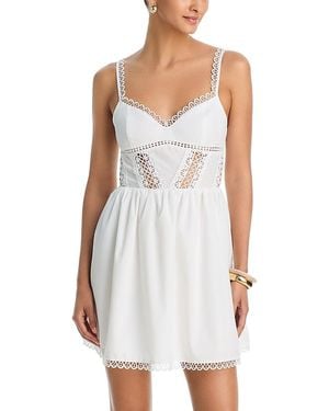 Aqua Crochet Inset Mini Dress - White