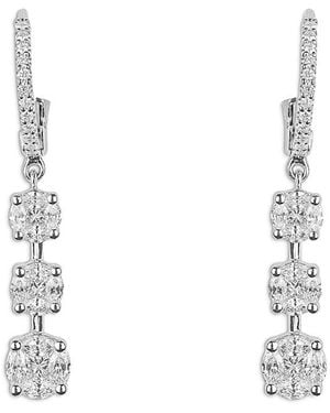Zydo 18K Diamond Mosaic Three Element Drop Earrings, 1.1 Tcw - White