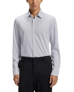BOSS Roan Kent Slim Fit Button-Front Shirt - Gray