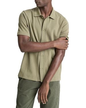 Vince Short Sleeve Button Front Jacquard Sweater - Green