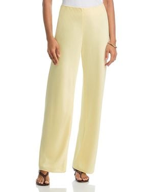 Vince High Waist Wide Leg Satin Pants - Yellow