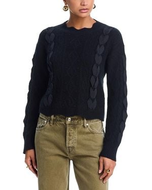 Aqua Cashmere Ribbon Crewneck Sweater - Blue