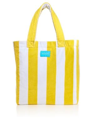 Aqua Striped Terry Beach Tote - Yellow