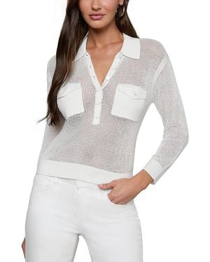 L'Agence Carine Pointelle Collared Sweater - Gray