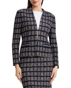 Ming Wang Plus Checkered Knit Jacket - Black
