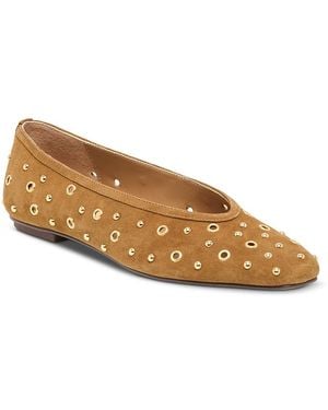 Dolce Vita Caret Stud Suede Ballet Flats - Brown