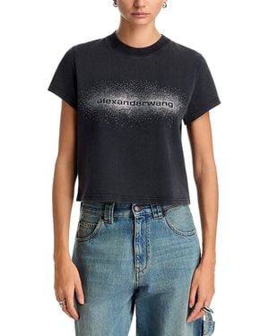 Alexander Wang Shrunken Cropped Hotfix Logo Tee - Blue