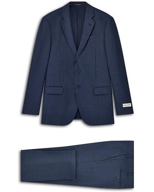 Emporio Armani Regular Fit Hopsack Plaid Wool Suit - Blue