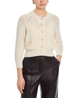 L'Agence Darcy Cable Stitch Cardigan Sweater - White