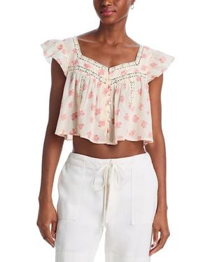 Aqua Flutter Cropped Top - White