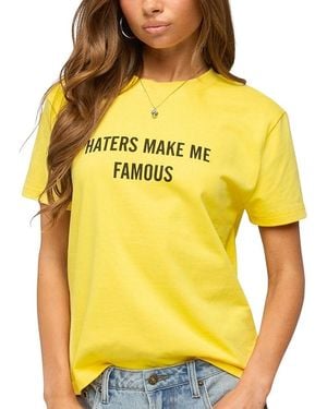 Edikted Haters Make Me Famous T Shirt - Yellow