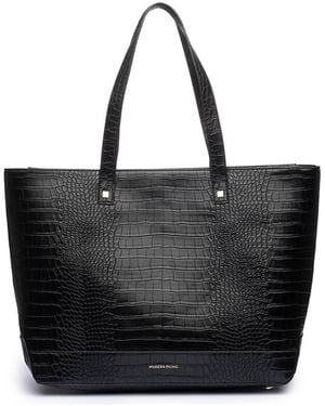 Modern Picnic The Croc Embossed Faux Leather Tote - Black