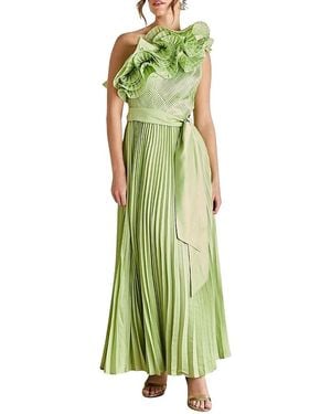 Coast One Shoulder Pleated Skirt Maxi Dress - Green