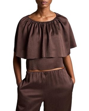 Vince Plisse Cape Top - Brown