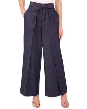 Cece Tie Waist Wide Leg Pants - Blue