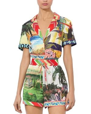 Alice + Olivia Leighton Pyjama Romper - Green