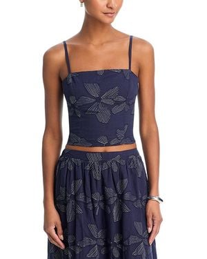 Aqua Embroidered Crop Top - Blue
