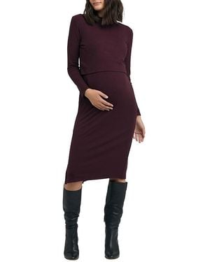 Ripe Maternity Ruby Rib Nursing Midi Dress - Purple