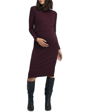 Ripe Maternity Ruby Rib Nursing Midi Dress - Purple