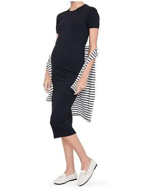 Hatch Collection Eliza Maternity Midi T-Shirt Dress - Blue