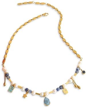 Aqua 8 Other Reasons Jenny Bangle Beaded Collar Necklace, 17 - Metallic