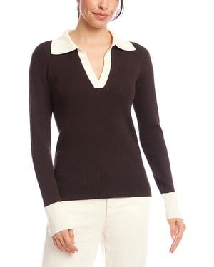 Karen Kane Collared Ribbed Sweater - Black