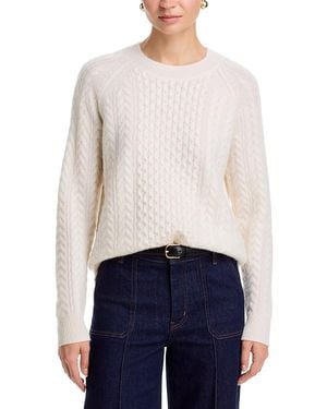 C by Bloomingdale's Cashmere 100% Cashmere Crewneck Cable Knit Sweater - White