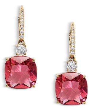 Nadri Soleil Cubic Zirconia Clear & Color Cushion Drop Earrings - Red