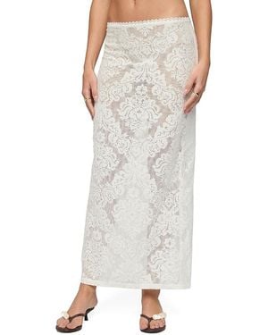 Edikted Violette Sheer Lace Maxi Skirt - White