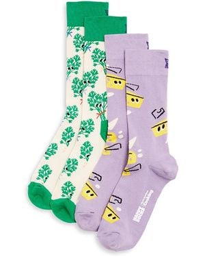 Happy Socks X Nyt Cooking Cilantrophile & Cheesemonger Socks Gift Set - White