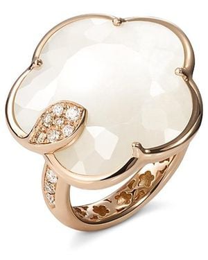 Pasquale Bruni 18K Toni Joli Mother Of Pearl, Moonstone & Diamond Flower Ring - White