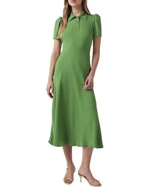 Ghost Verity Crepe Puff Sleeve Midi Dress - Green