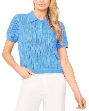 Ted Baker Lilac Short Sleeve Texture Pointelle Polo - Blue