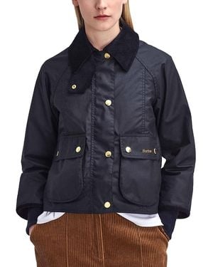 Barbour Beadnell Cropped Waxed Coat - Blue