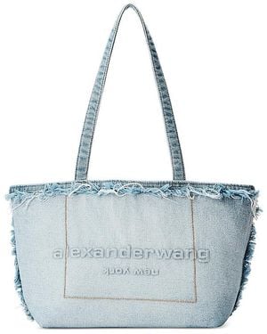 Alexander Wang Punch Medium Frayed Denim Tote - Blue