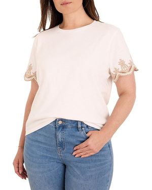 NIC+ZOE Deco Sleeve Cotton Tee - White