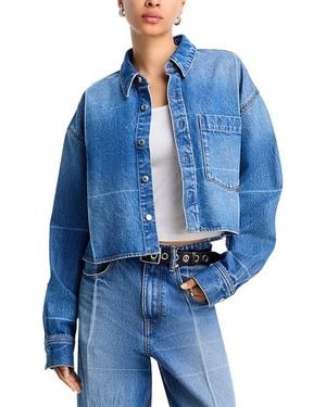 T By Alexander Wang Alexanderwang. T Cropped Denim Button Down Jacket - Blue