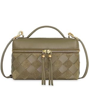 Rebecca Minkoff Frankie Small Woven Leather Train Case - Green