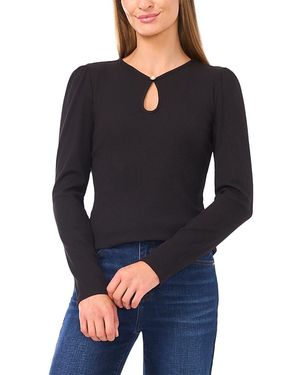 Cece Keyhole Long Sleeve Top - Black