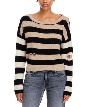 Mother The Cold Shoulder Distressed Sweater - Black