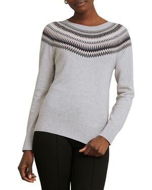 Hobbs Greta Sparkle Fair Isle Crewneck Sweater - Gray