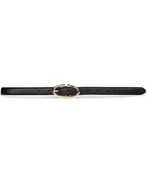 Black Suede Studio Halo 18K Plated Buckle Belt - White