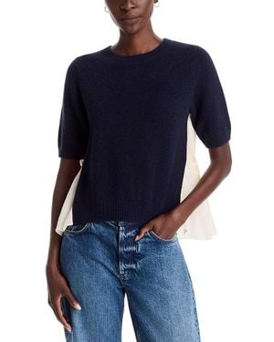 a.ren A. Ren Liora Mixed Media Short Sleeve Top - Blue