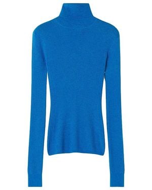 Lanvin Merino Wool And Silk Turtleneck Sweater - Blue